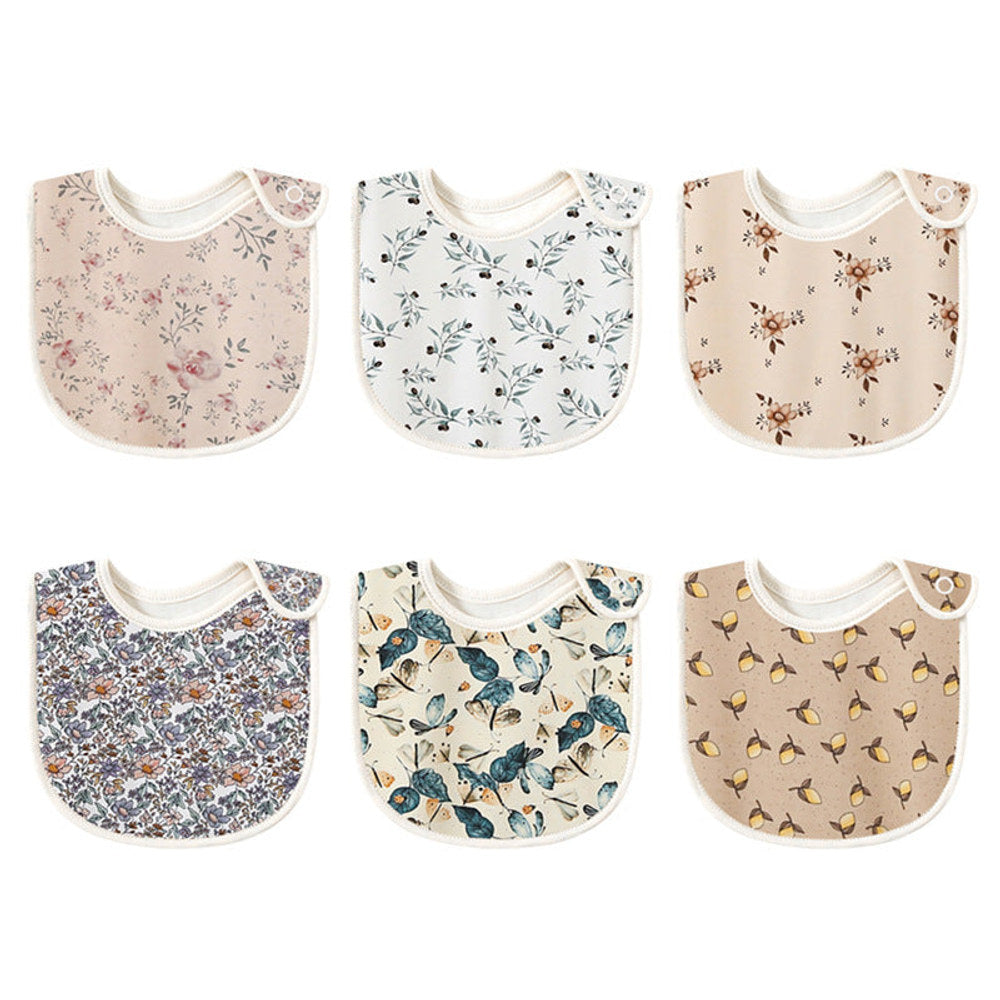MyKids-USA® Baby Floral Print Covered Button Design Water Absorbing Bibs