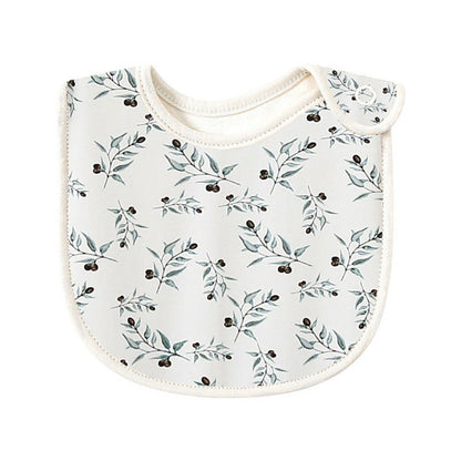 MyKids-USA® Baby Floral Print Covered Button Design Water Absorbing Bibs