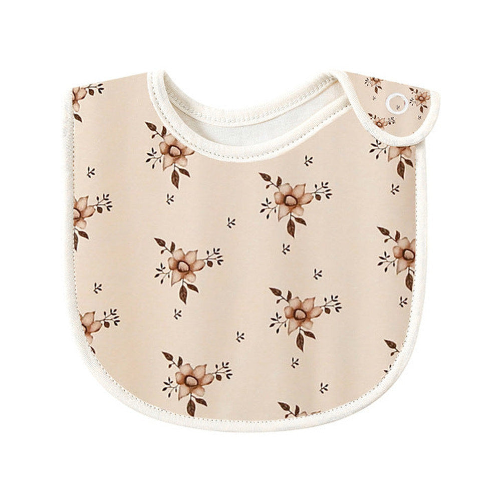 MyKids-USA® Baby Floral Print Covered Button Design Water Absorbing Bibs