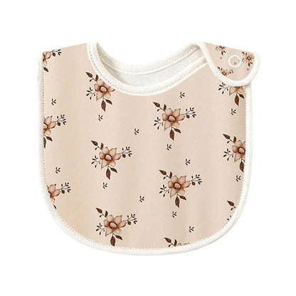 MyKids-USA® Baby Floral Print Covered Button Design Water Absorbing Bibs