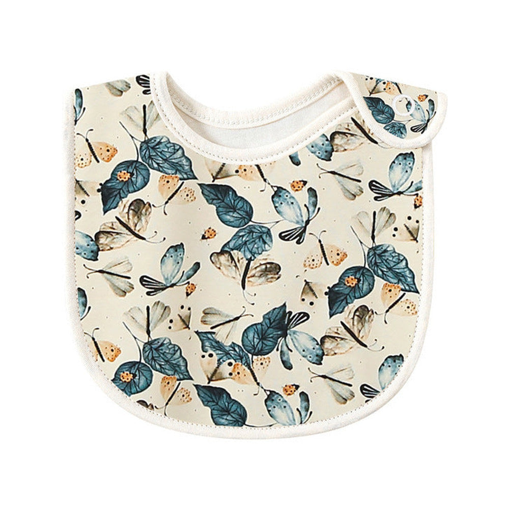 MyKids-USA® Baby Floral Print Covered Button Design Water Absorbing Bibs