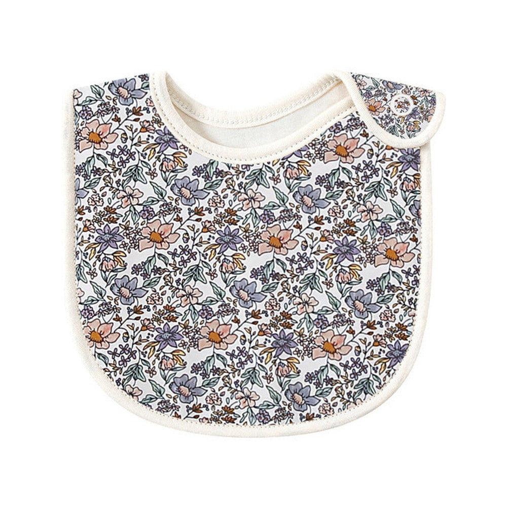 MyKids-USA® Baby Floral Print Covered Button Design Water Absorbing Bibs