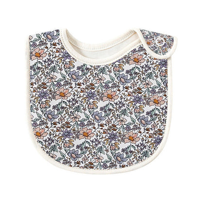 MyKids-USA® Baby Floral Print Covered Button Design Water Absorbing Bibs