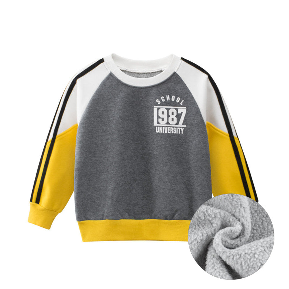 MyKids-USA® Boys Multi Color Contrast Round Collar Sweatshirt