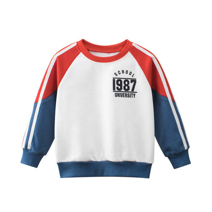 MyKids-USA® Boys Multi Color Contrast Round Collar Sweatshirt