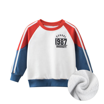 MyKids-USA® Boys Multi Color Contrast Round Collar Sweatshirt