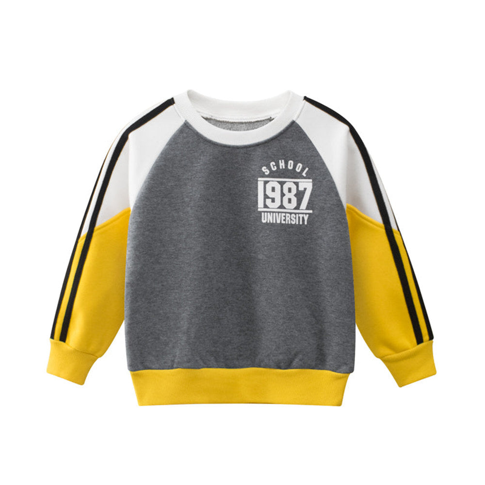 MyKids-USA® Boys Multi Color Contrast Round Collar Sweatshirt