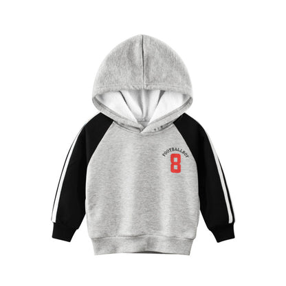MyKids-USA® Boys Gray Contrast Black Long-Sleeved Hoodie