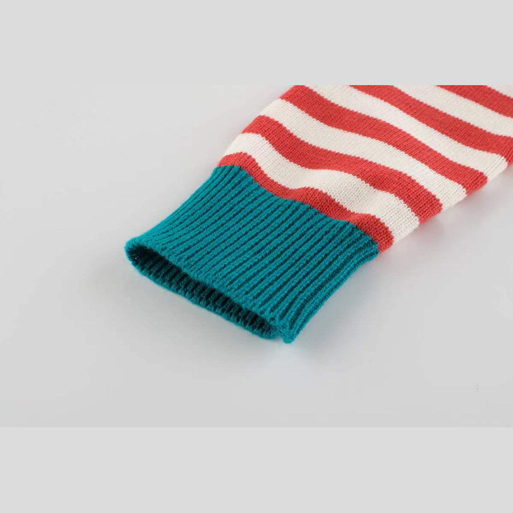 MyKids-USA® Kids Strips Round Neck Long Sleeve Cardigan Knitwear