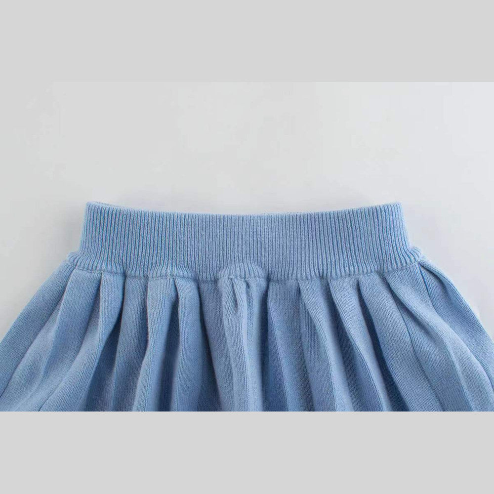 MyKids-USA® Girls Navy Collar Top Combo Skirt Knitwear Sets