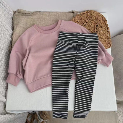 MyKids-USA® Baby Girl Striped Pattern Elastic Tight Knit Pants