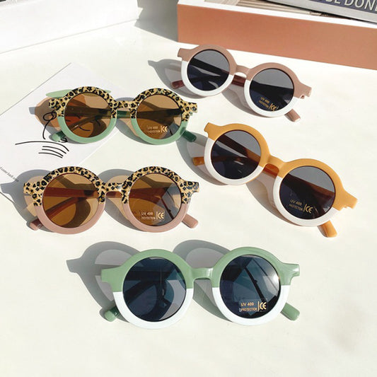 MyKids-USA® Girls Color Patchwork Design Round Frame Sunglasses