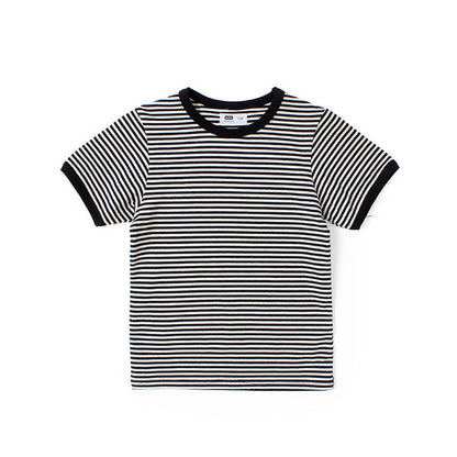 Baby Striped-Pattern Crewneck with Short Sleeve Cotton T-Shirt