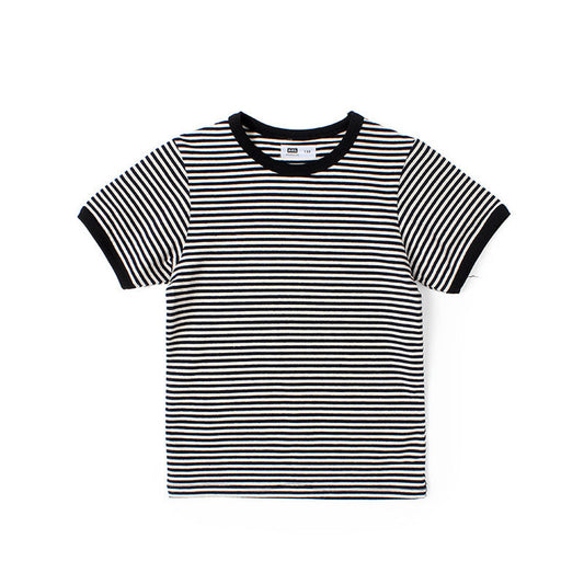 MyKids-USA® Baby Striped-Pattern Crewneck with Short Sleeve Cotton T-Shirt