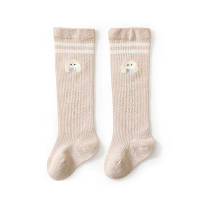 MyKids-USA® Baby Girl Solid Color Floral Embroidered Pattern Breathable Knee Socks