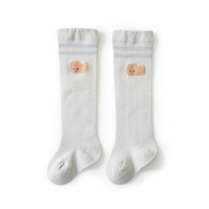 MyKids-USA® Baby Girl Solid Color Floral Embroidered Pattern Breathable Knee Socks