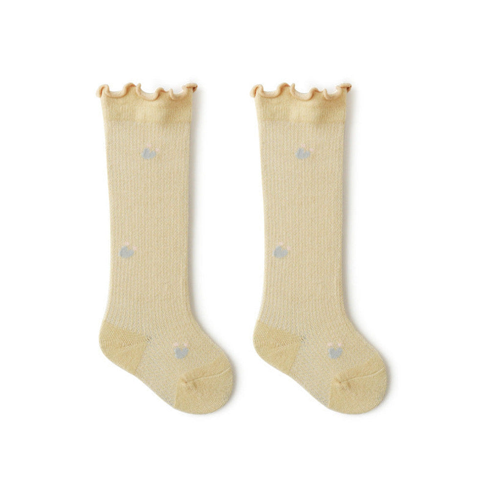 MyKids-USA® Baby Girl Solid Color Floral Embroidered Pattern Breathable Knee Socks