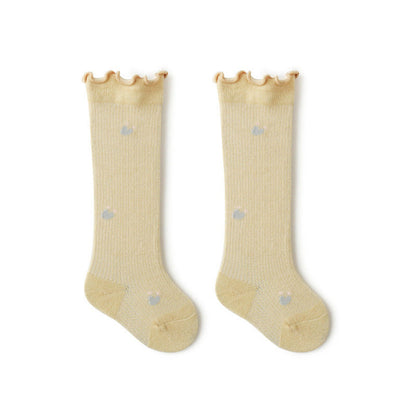 MyKids-USA® Baby Girl Solid Color Floral Embroidered Pattern Breathable Knee Socks