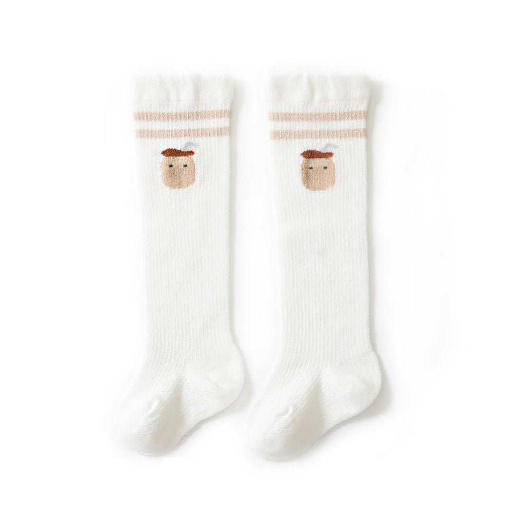 MyKids-USA® Baby Girl Solid Color Floral Embroidered Pattern Breathable Knee Socks