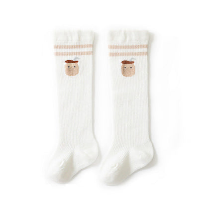 MyKids-USA® Baby Girl Solid Color Floral Embroidered Pattern Breathable Knee Socks