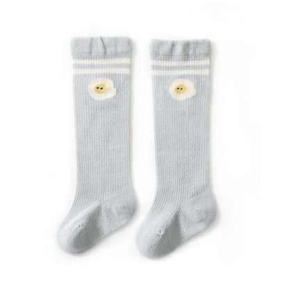 MyKids-USA® Baby Girl Solid Color Floral Embroidered Pattern Breathable Knee Socks
