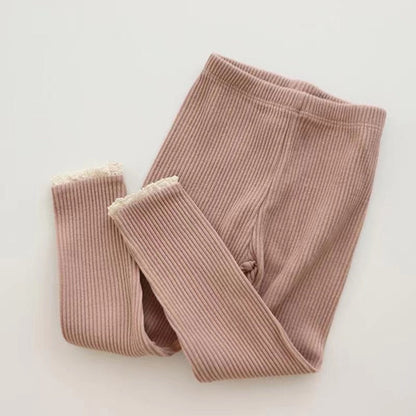 MyKids-USA® Baby Girl Solid Color Lace Design Tight Pants Leggings