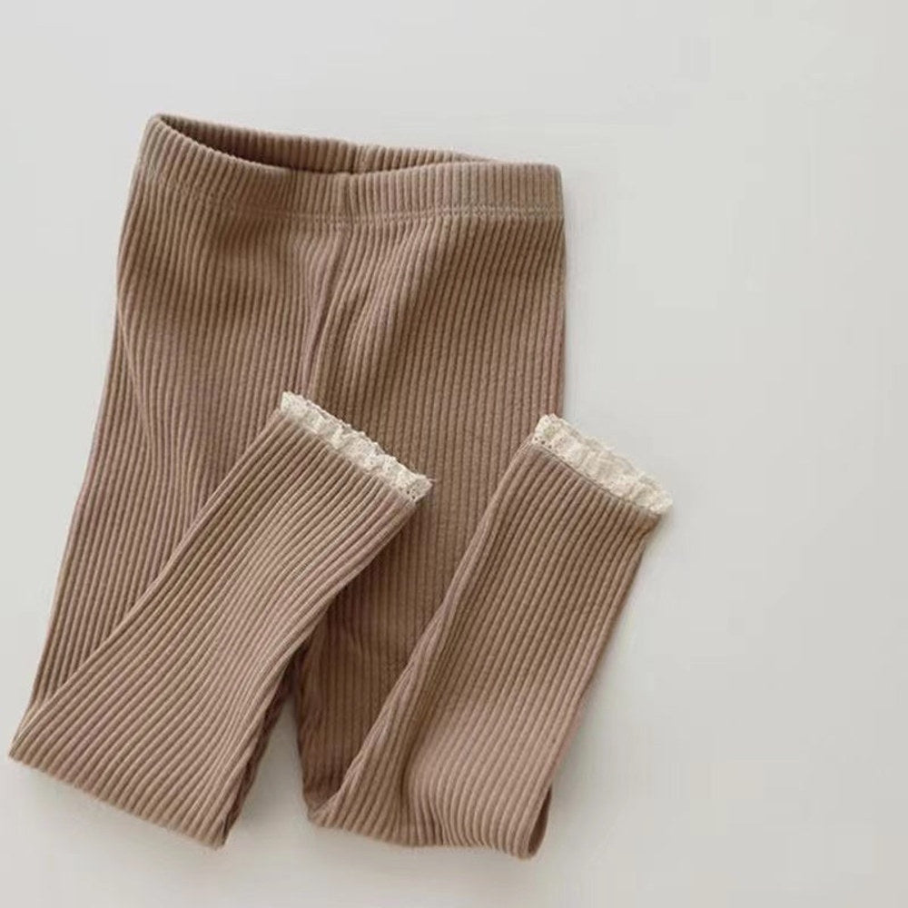 MyKids-USA® Baby Girl Solid Color Lace Design Tight Pants Leggings