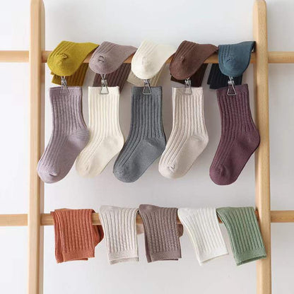 MyKids-USA® Baby Unisex 1Lot=5Pairs Solid Pit Bar Double-Needled Socks
