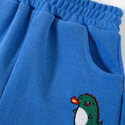MyKids-USA® Baby Boy Cartoon Dinosaur Embroidered Pattern 3D Horn Patched Design Trousers