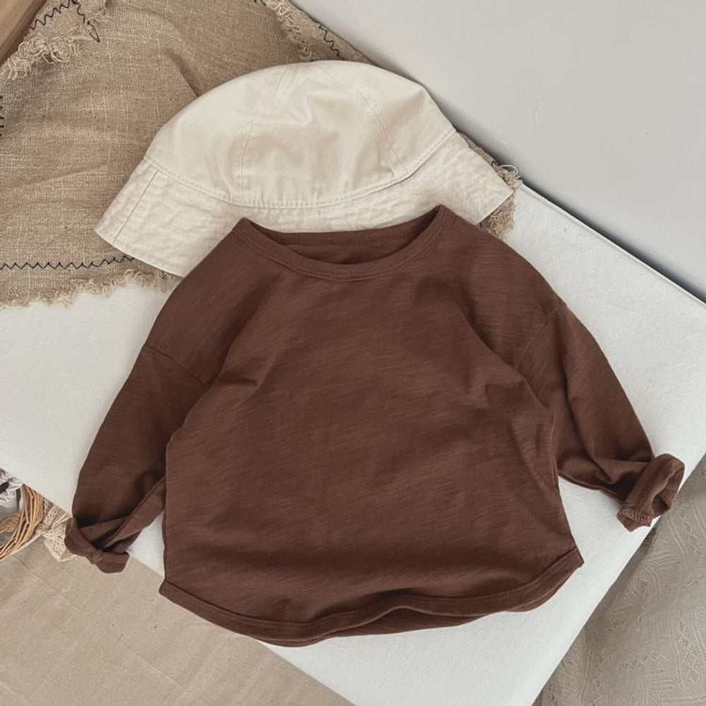 MyKids-USA® Baby Boy And Girl Solid Color O-Neck Pullover Tops