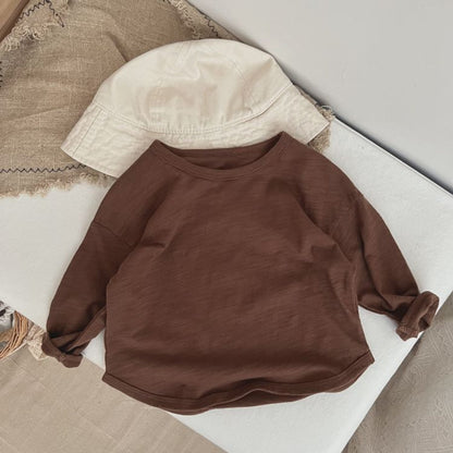 MyKids-USA® Baby Boy And Girl Solid Color O-Neck Pullover Tops