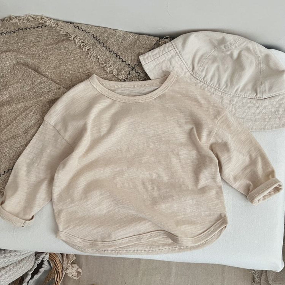 MyKids-USA® Baby Boy And Girl Solid Color O-Neck Pullover Tops