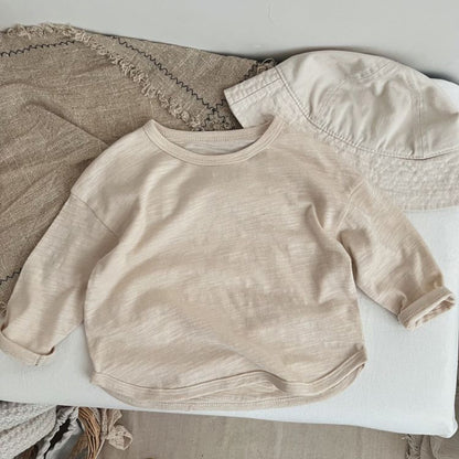 MyKids-USA® Baby Boy And Girl Solid Color O-Neck Pullover Tops