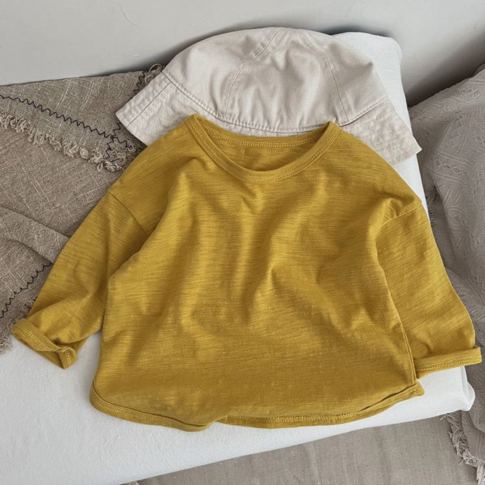 MyKids-USA® Baby Boy And Girl Solid Color O-Neck Pullover Tops