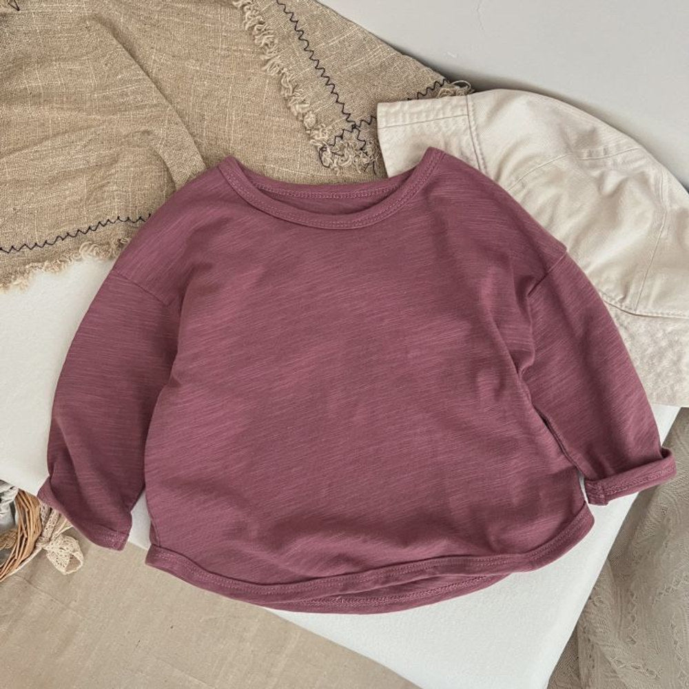 MyKids-USA® Baby Boy And Girl Solid Color O-Neck Pullover Tops