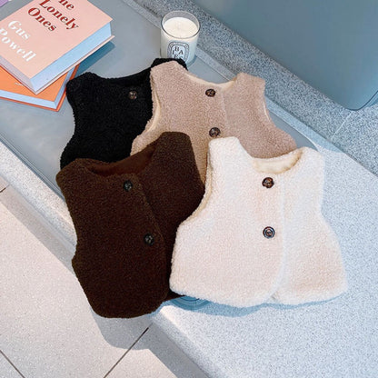 MyKids-USA® Baby Berber Fleece Design Button Front Warm Coat Vest