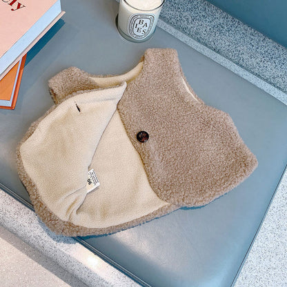 MyKids-USA® Baby Berber Fleece Design Button Front Warm Coat Vest