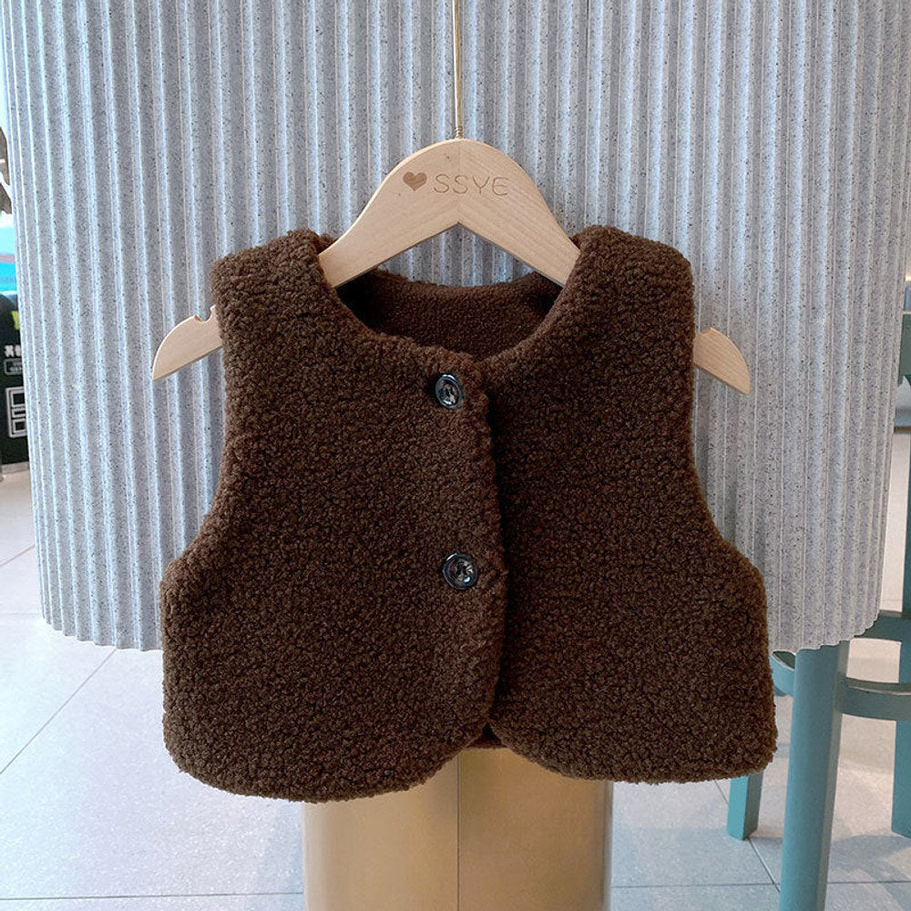MyKids-USA® Baby Berber Fleece Design Button Front Warm Coat Vest
