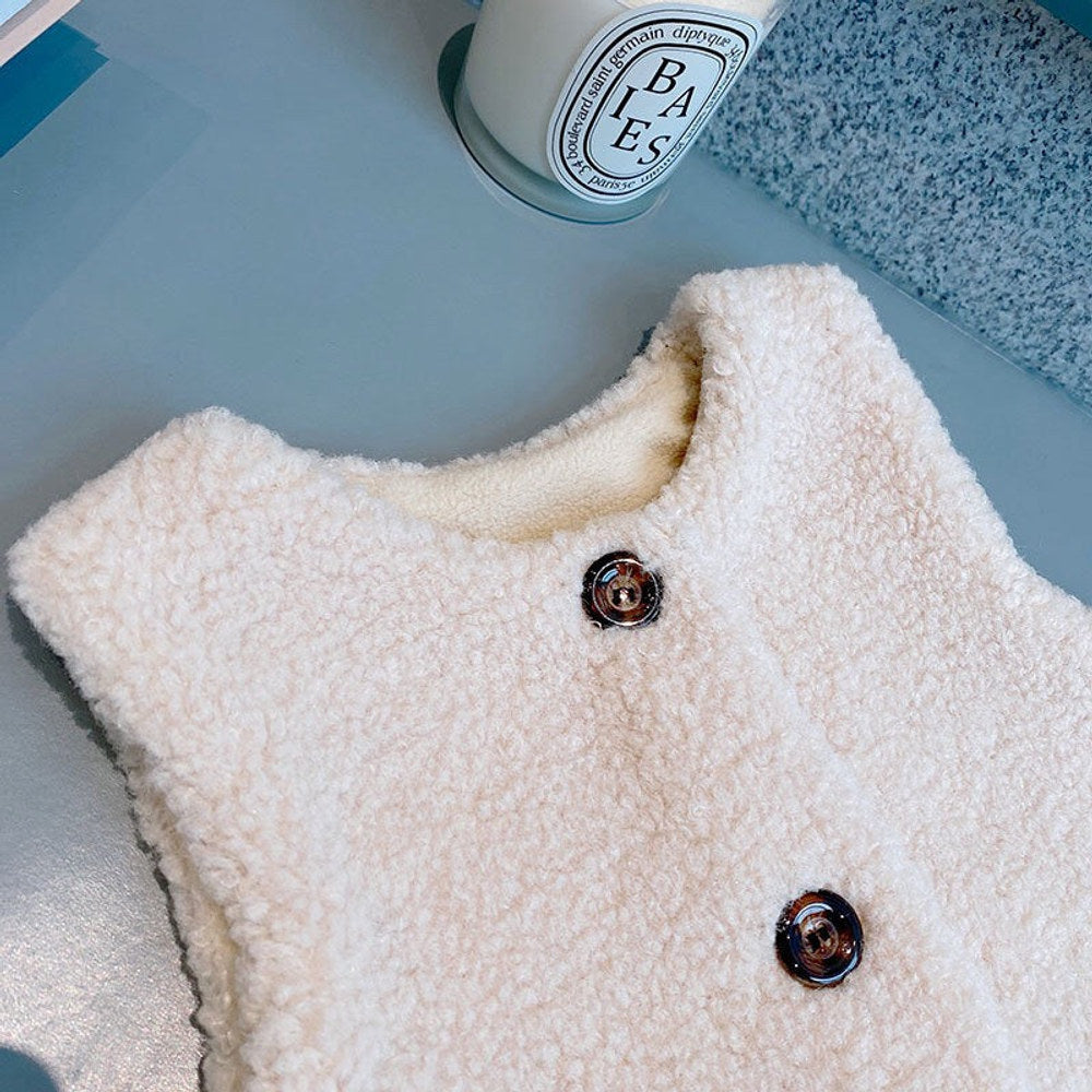 MyKids-USA® Baby Berber Fleece Design Button Front Warm Coat Vest