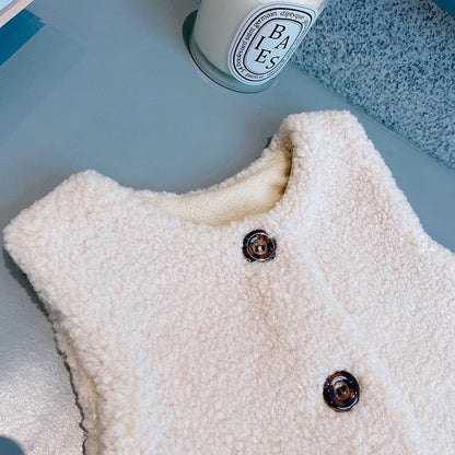 MyKids-USA® Baby Berber Fleece Design Button Front Warm Coat Vest