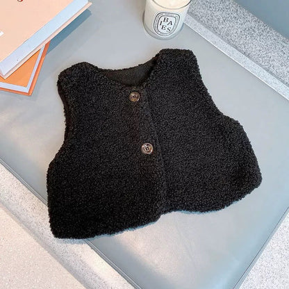MyKids-USA® Baby Berber Fleece Design Button Front Warm Coat Vest