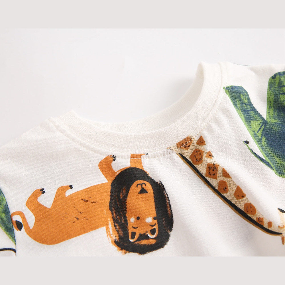 MyKids-USA® Baby Boy Animal Print Short-Sleeved Top Combo Shorts Sets In Summer