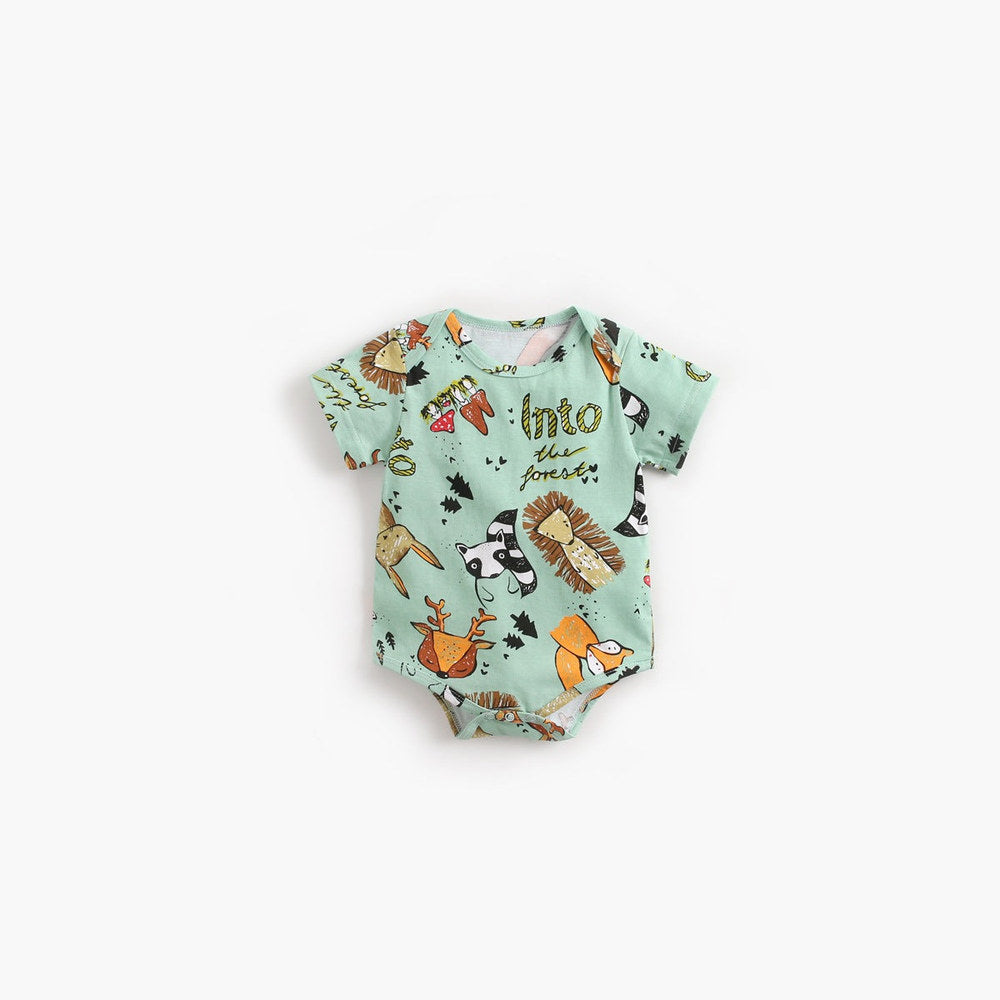 MyKids-USA® Baby Boy And Girl Animal Print Short-Sleeved O-Neck Lovely bodysuit
