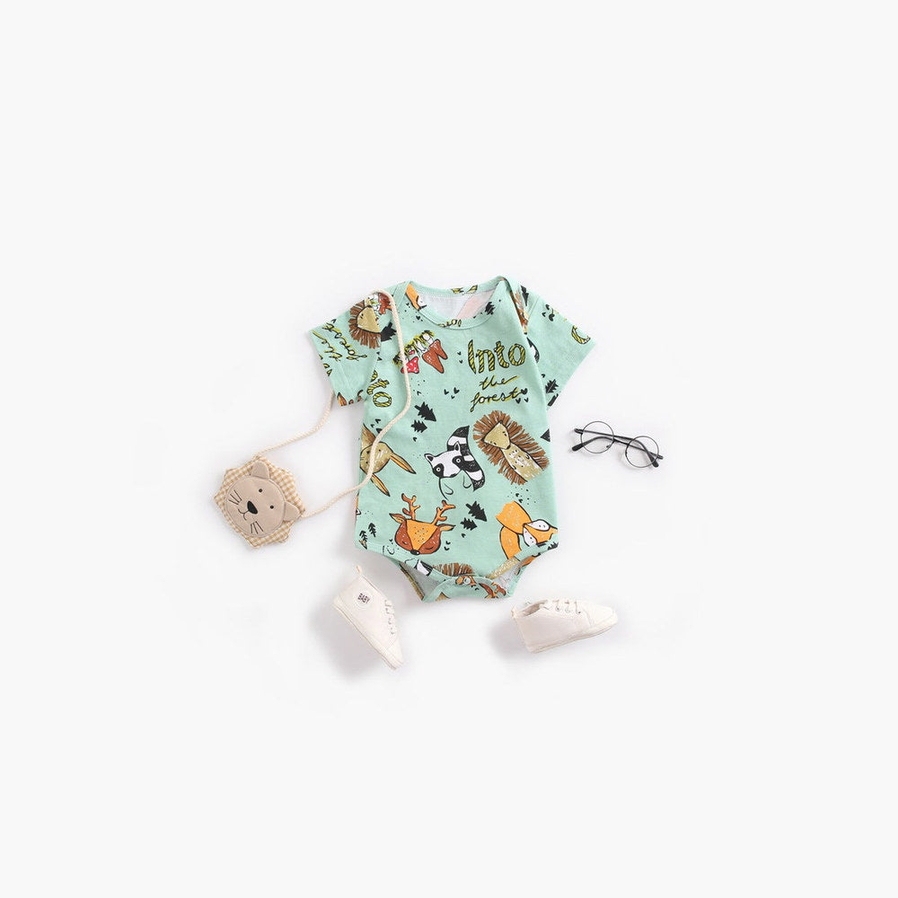 MyKids-USA® Baby Boy And Girl Animal Print Short-Sleeved O-Neck Lovely bodysuit