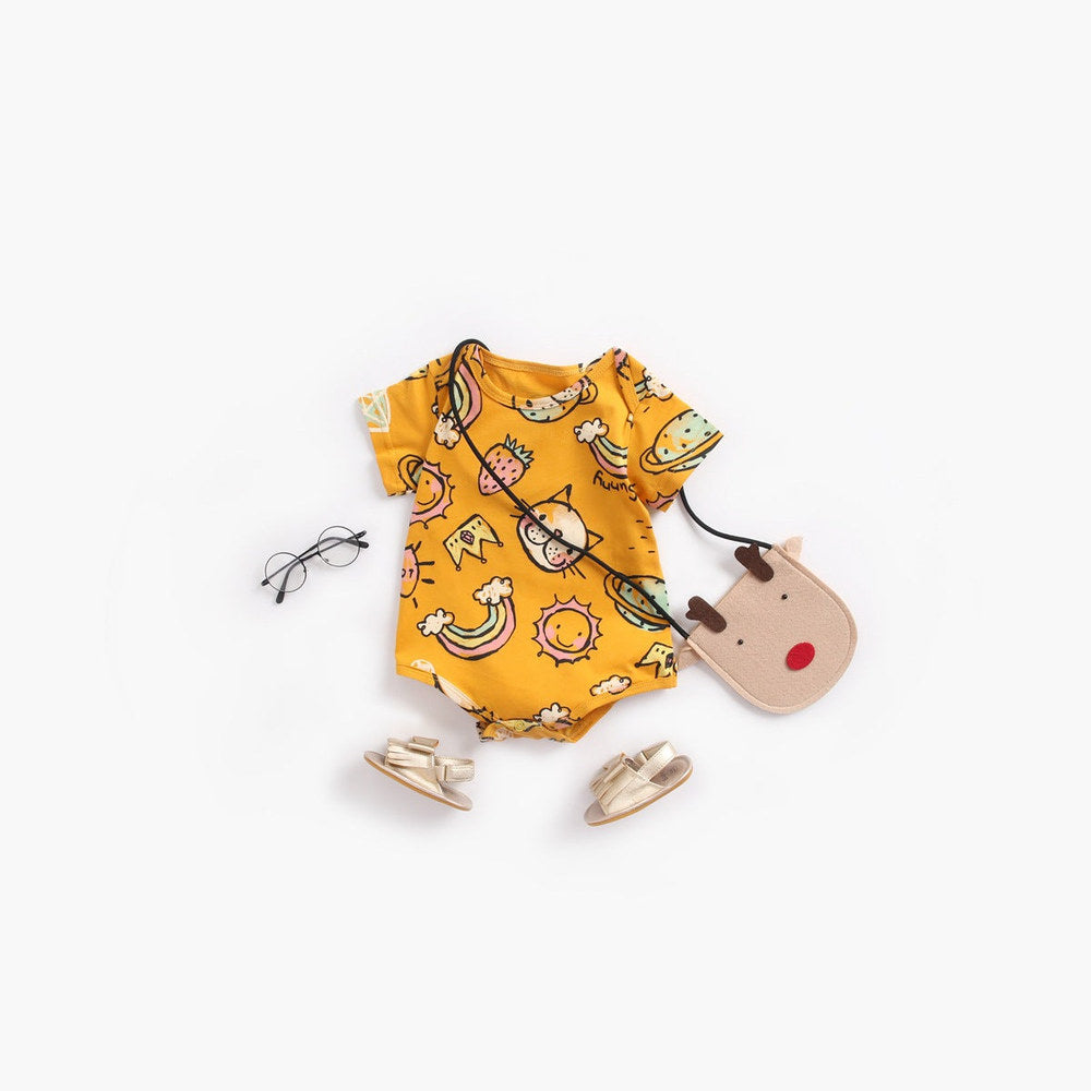 MyKids-USA® Baby Boy And Girl Animal Print Short-Sleeved O-Neck Lovely bodysuit