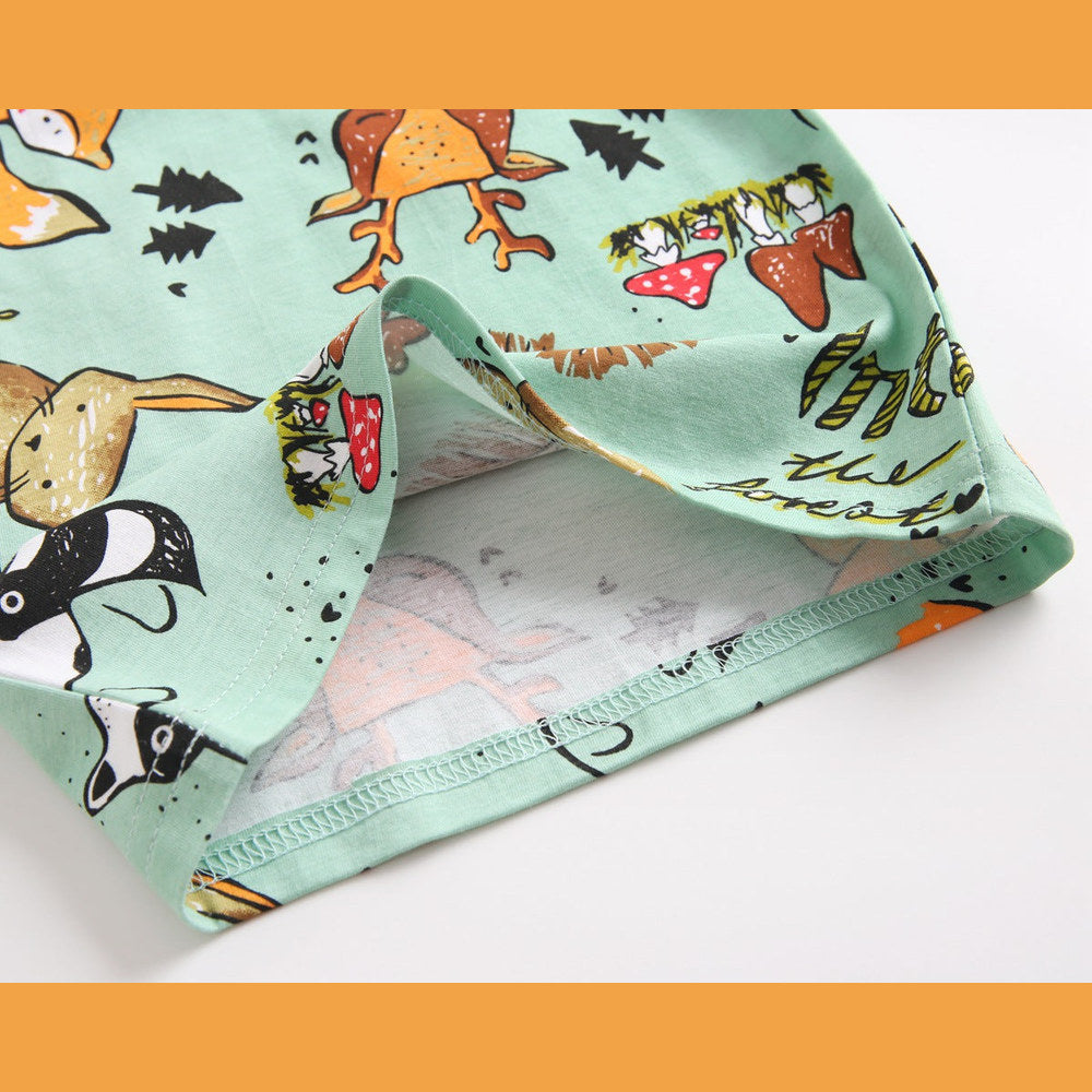 MyKids-USA® Baby Boy Animal Print Short-Sleeved Top Combo Solid Color Shorts Sets In Summer