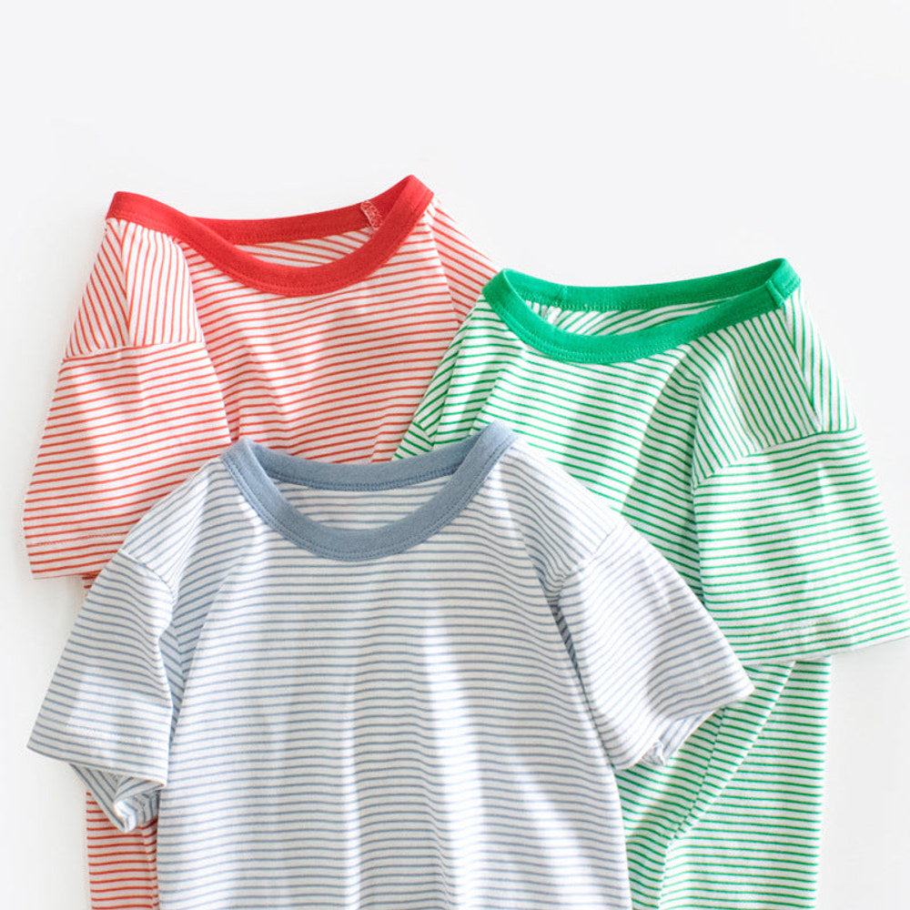 MyKids-USA Striped Pattern Casual Round Neck T-Shirt