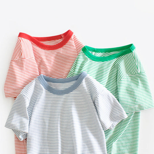 MyKids-USA Striped Pattern Casual Round Neck T-Shirt