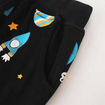 MyKids-USA® Baby Boy Planet Print Pattern Comfortable Cotton Trousers