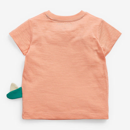 MyKids-USA® Baby Boy Cartoon Dinosaur Print 3D Tail Patched Design Tee